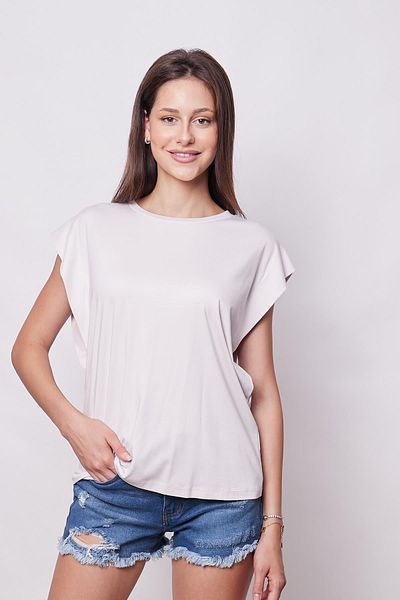 Jument Bluză tricou de bază fără mâneci din lycra Span - guler lat zero, șampanie fără umăr