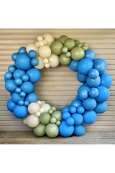 Organizasyon Pazarı Set of 60 Blue-Retro White-Winter Green Balloon Chains
