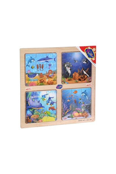 Genel Markalar Playwood Ahşap Eğitici 4 lü Puzzle Deniz Altı Ony-344