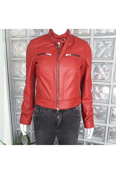 duarte deri Duarte Hakiki Deri Kırmızı Kadın Mont