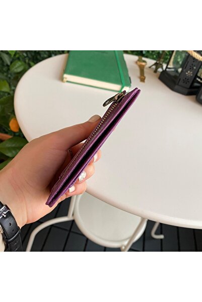 Contact’S Flerna - Ультратонкий гаманець з натуральної шкіри, фіолетовий, з відділенням для монет, захистом RFID