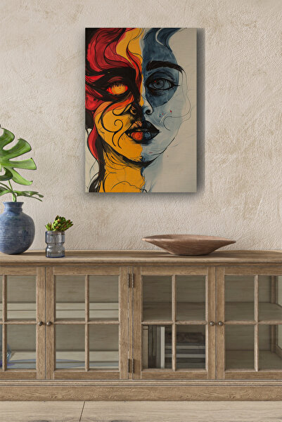Limitless Design Λεπτομερής εικόνα προσώπου με ήλιο και φεγγάρι, ελαιογραφία ...