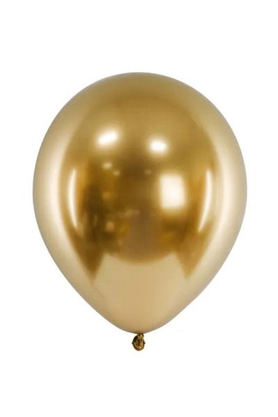 Organizasyon Pazarı 12 inch Gold Color 10 Pieces Chrome-Mirror-Mirrored Decoration Balloon