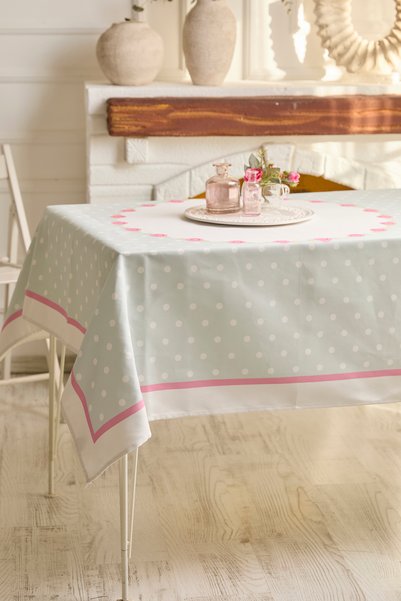 AYSHOME Ays Home Soft Gray Rose Patterned Kitchen Square Tablecloth