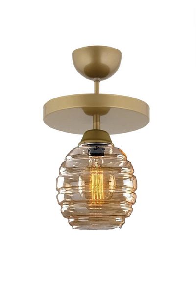Lambadar Modern Honey Glass Model Single Round Plafonier Chandelier Living Room Kitchen Bedroom Hall