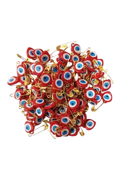 Kezban Tekstil 100 червени пластмасови безопасни игли с мъниста за уроки