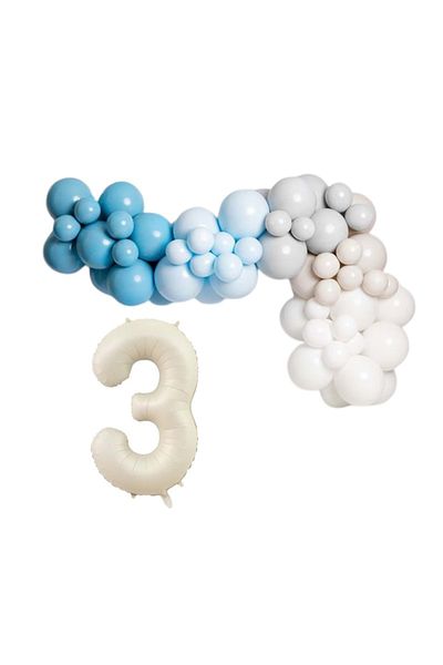 Organizasyon Pazarı Deep Ocean 3 34-Inch Creamfolyobalon 30-Piece Balloon Chain Set - Blue, Stone, White, Mermaid