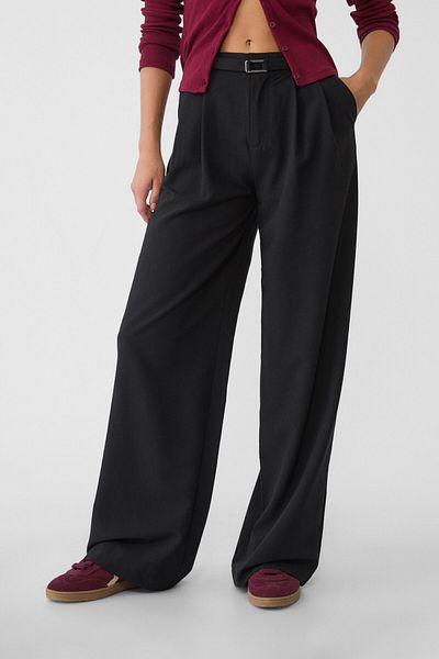 Stradivarius Smart Buckle Detailed Wide Leg Pants