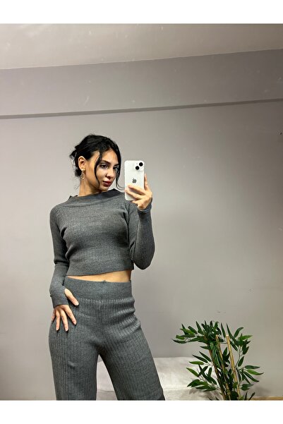 TAKIM Parmak Geçmeli Bisiklet Yaka Fitilli 2’li Triko Takım