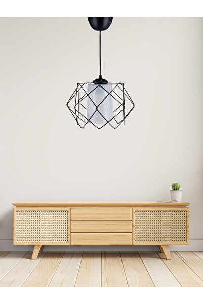 MHK Collection 3 Adet Siyah Tasarım Beyaz Mika Çok Kare Salon Mutfak Banyo Yatak Odası Çocuk Odası Antre Avize