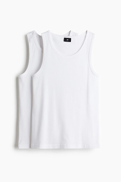 H&M 2’li Slim Fit Ribanalı Kolsuz Üst