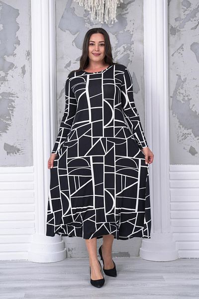 Neşeli Butik Μακρύ γυναικείο φόρεμα με σχέδια σε μεγάλο μέγεθος - NBA036