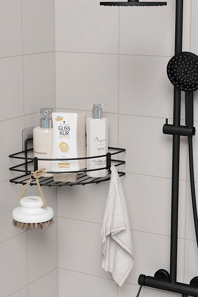 zabata Adhesive Bathroom Corner Bracket Corner Shelf Shower Shampoo Holder Wall Organizer Organizer Shelf 1 Piece