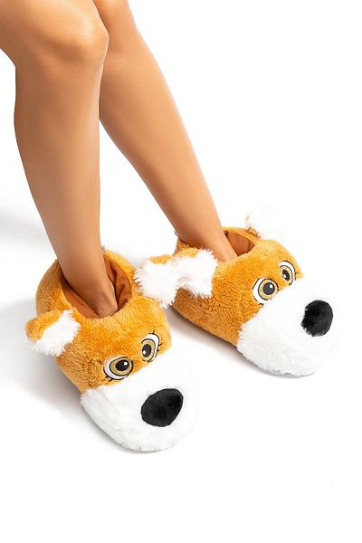 Twigy Lulu Women - Waiter Size Brown Animal Slippers 36/41