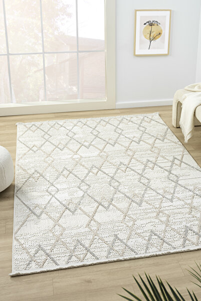 Prestige Halı Viola Beyaz Gri Vizon Salon Oturma Odasi Çocuk Odasi Yatak Odasi Halisi VIO307
