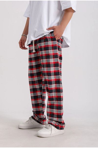 weywot Plaid Pattern Elastic Waist Pajamas Sweatpants