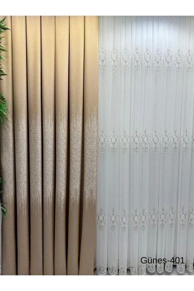 NİVEMESHOME Nivemeshome Gold V-401 Sun Ft 632121   - 1/3 πιο συχνή πλισέ κουρτίνα φόντου APM