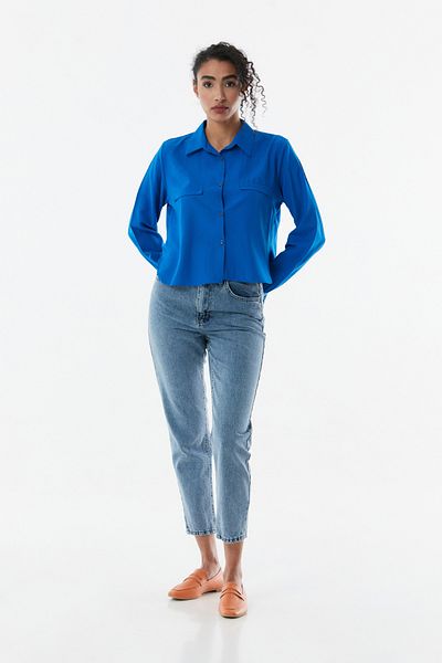 Fulla Moda Hemd mit langem Rücken und Flanelltaschendetail