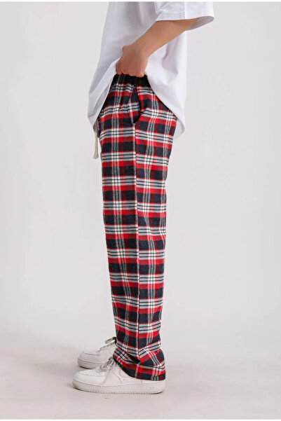 weywot Plaid Pattern Elastic Waist Pajamas Sweatpants