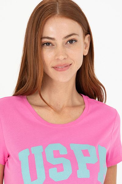 U.S. Polo Assn. Tricou roz de damă cu gât crew 50269557 -VR041
