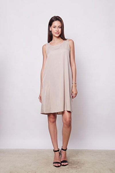 Jument Stone Colored 100% Viosel Over-the-Knee Gilet Women's Dress with Pockets