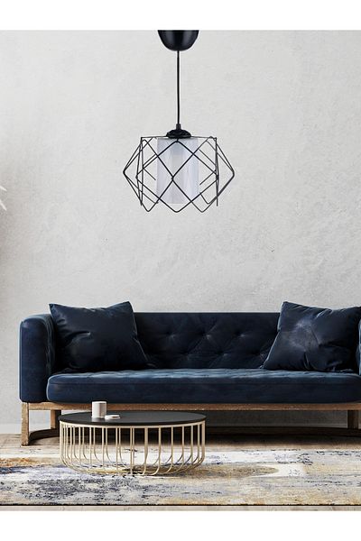 MHK Collection 3 Pieces Black Design White Mica Multi Square Living Room Kitchen Bathroom Bedroom Children's Room Entrance Chandelier