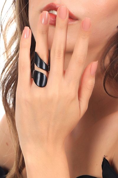 LABALABA Women's Black Oxide Lacquer Plated Adjustable Splash Ring with Wrap Form