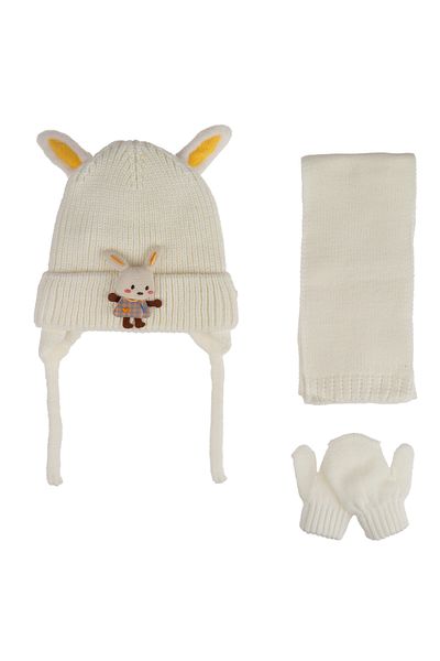 Kitti Fleece pentru fete - Set de 3 piese 0-18 luni, eșarfă Kitt, mănuși pentru beanie