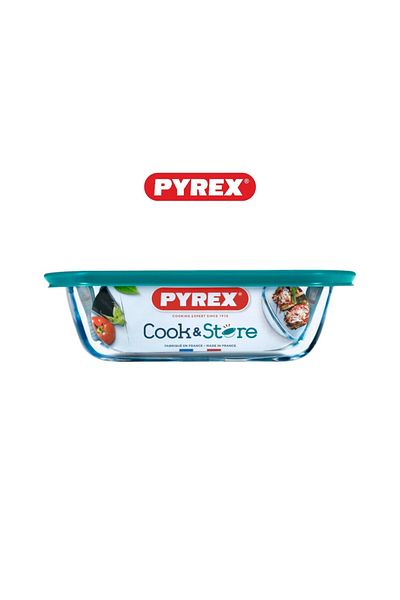 Pyrex Cook & Store Rectangular Roaster with Lid - 400ml Capacity for Versatile Cooking and Storing