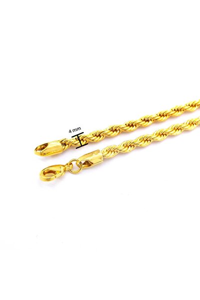 FerizZ Çelik Zincir Altın Kaplama Burgu Model 4 MM ZN-129