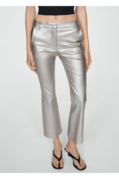 MANGO Woman Metallic Flare Pants