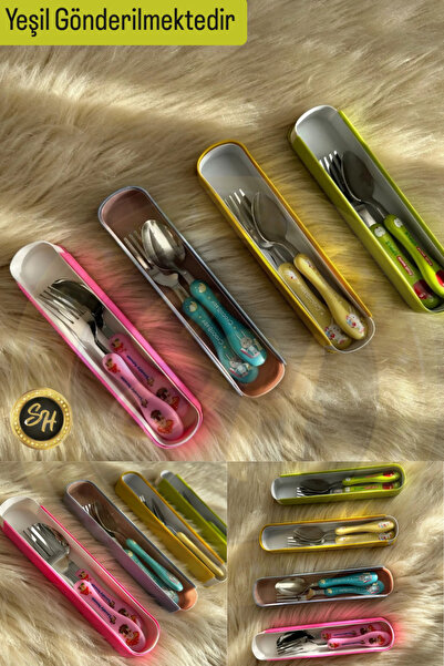 Snow Homs Çocuk Figürlü Metal Uçlu Kaşık Ve Çatal - Mama Kaşığı Okul Beslenme...