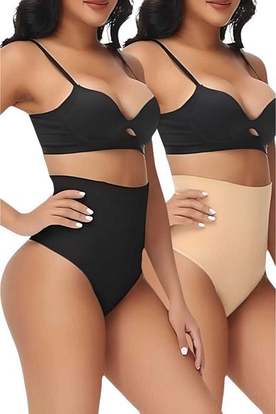 Uniquetrenders Women's Seamless High Waist Tummy Tightening String Corset Set of 2