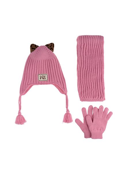 Kitti Girl's 3-Piece Set with Fleece Inside - Ketti Scarf Beanie Gloves (4-8 Years)