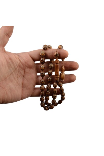 Burhan Sağlam Lazer İşlemeli Sistem Püsküllü 12x9 mm Arpa Kesim Kuka Tesbih