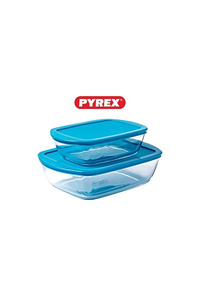 Pyrex Cook&Store-Set of 2-1.1L+2.5L-Blue Lid