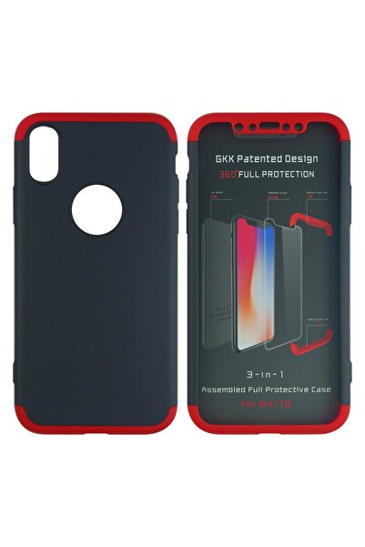 Nettech İphone X Uyumlu Ön Arka Koruma Kılıf - Kırmızı