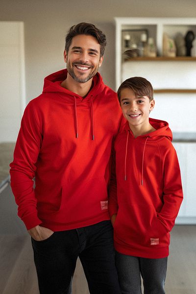 TRENDYOLKIDS Unisex Burgundy Mini Sweatshirt - Father-Son Printed, Knitted Tkdaw25Sw00072