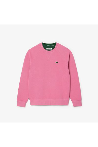 Lacoste سويت شيرت نسائي وردي بقصة عادية ورقبة دائرية
