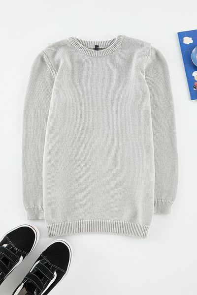 TRENDYOLKIDS Fiú szürke kötöttáru pulóver - Dad-Son Me, TKDAW25KZ00011