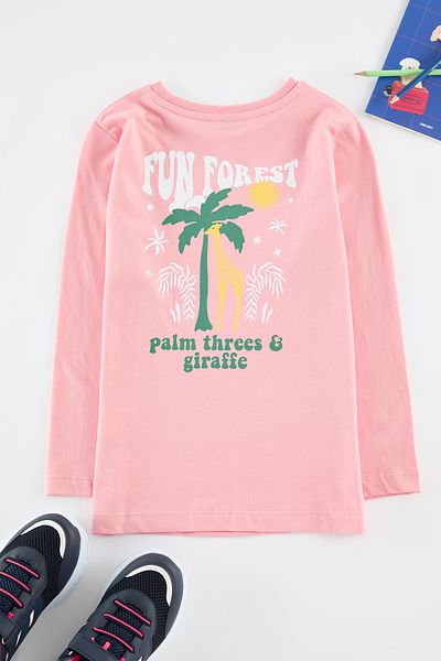 TRENDYOLKIDS Πλεκτό μπλουζάκι με στάμπα για αγόρια Dusty Rose TKDAW25TS00030