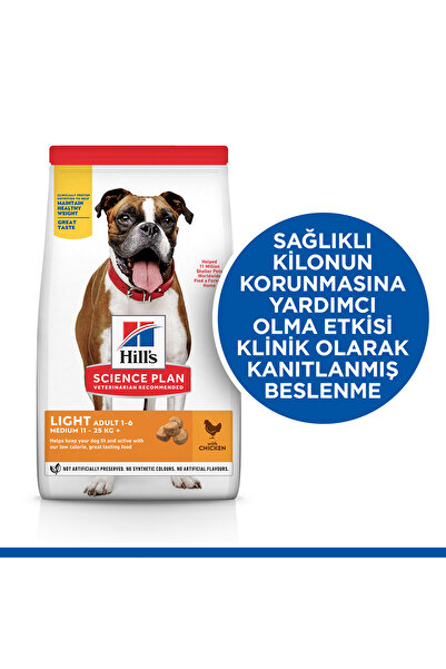 Hill's SCIENCE PLAN Light Tavuklu Orta Irk Yetişkin Köpek Maması 14 Kg