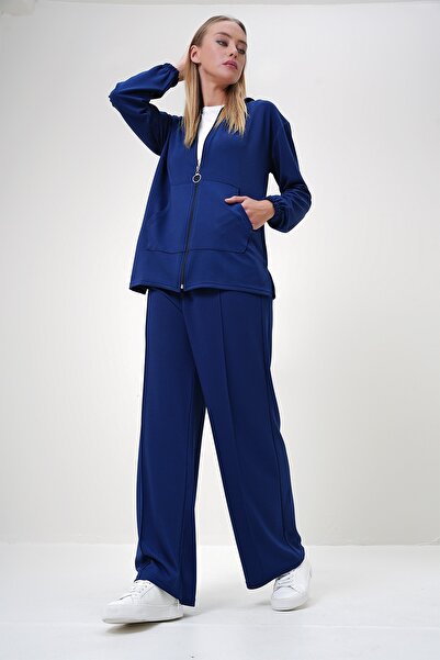 Trend Alaçatı Stili Női sötétkék alsó-felső szett ALC-X12908