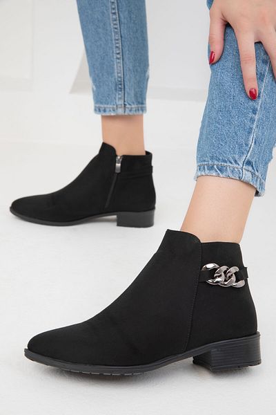 SOHO Schwarze Wildleder-Platin-Damenstiefel und Stiefeletten 16536
