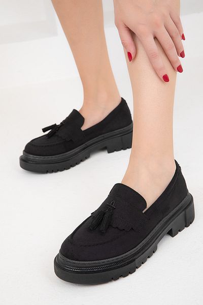 SOHO Schwarze Wildleder Damen Freizeitschuhe 17763