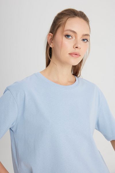 WRANGLER Relaxed Fit Wide Cut Crew Neck 100% Cotton Blue T-Shirt