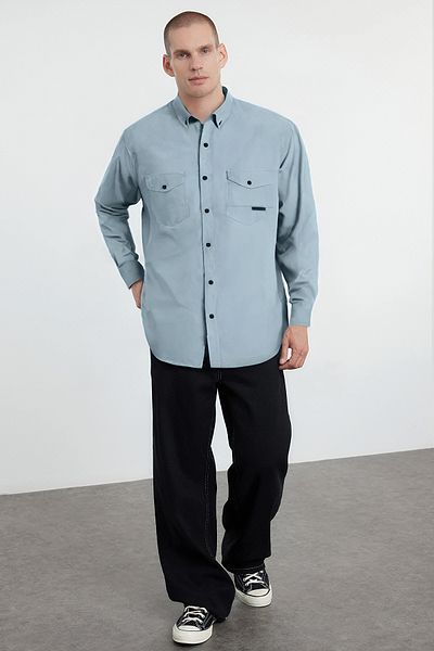 Trendyol Collection Τζιν πουκάμισο τζιν με κανονική εφαρμογή σε χρώμα μέντας - TMNSS24GO00081