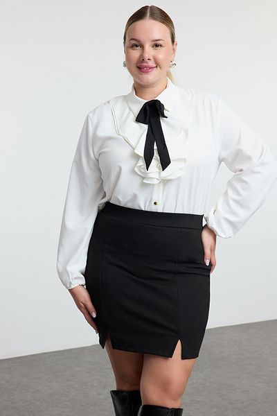Trendyol Curve Ekrü szőtt ing - levehető masni és design