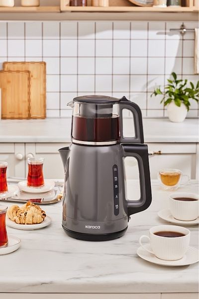 Karaca Mega Tea 1501 - Glass Tea Machine, Space Gray 1500 W