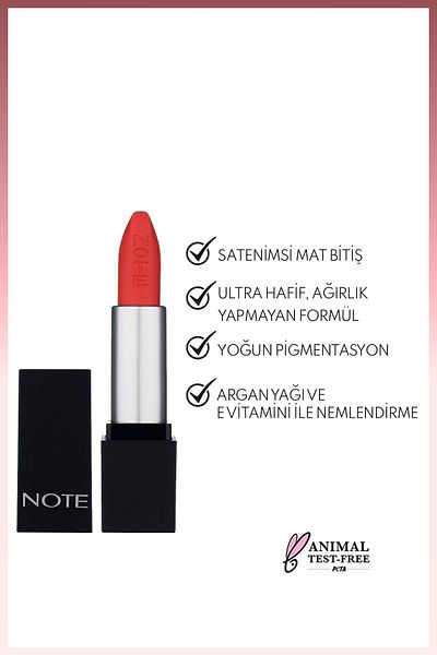 NOTE Mattever Lipstick Semi Matte Satin Finished Lipstick 16 Me Grenadine - Pomegranate Flower